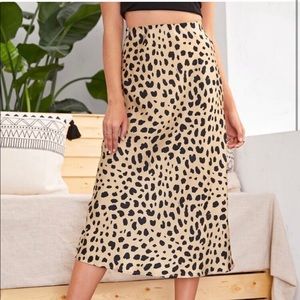 Satin Dalmatian print midi skirt